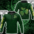 Irish shamrock St.Patrick day 3d hoodie shirt for men and women custom name