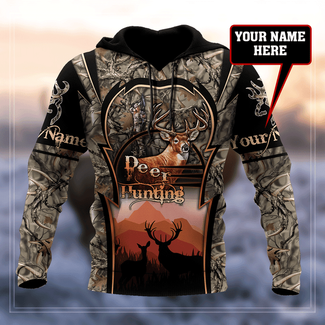 Deer Hunting Persionalized Name 3D All Over Printed Shirts