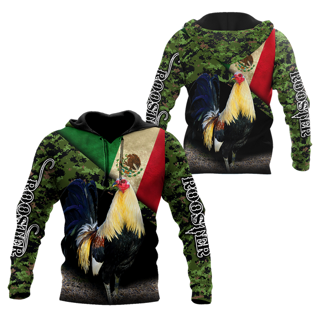 Rooster Mexico 3D All Over Printed Hoodie