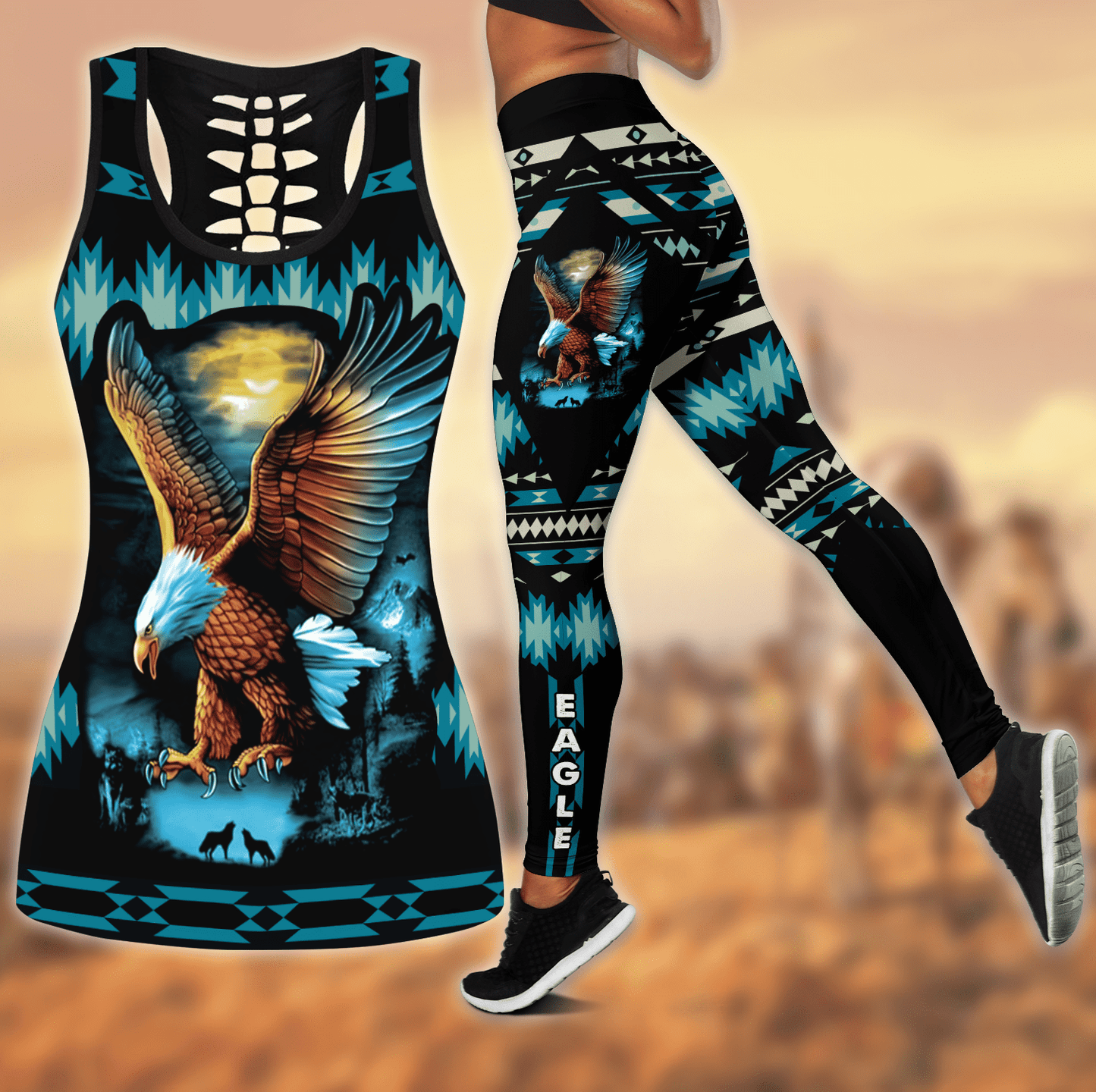Native American 3D All Over Printed Legging + Hollow Tank