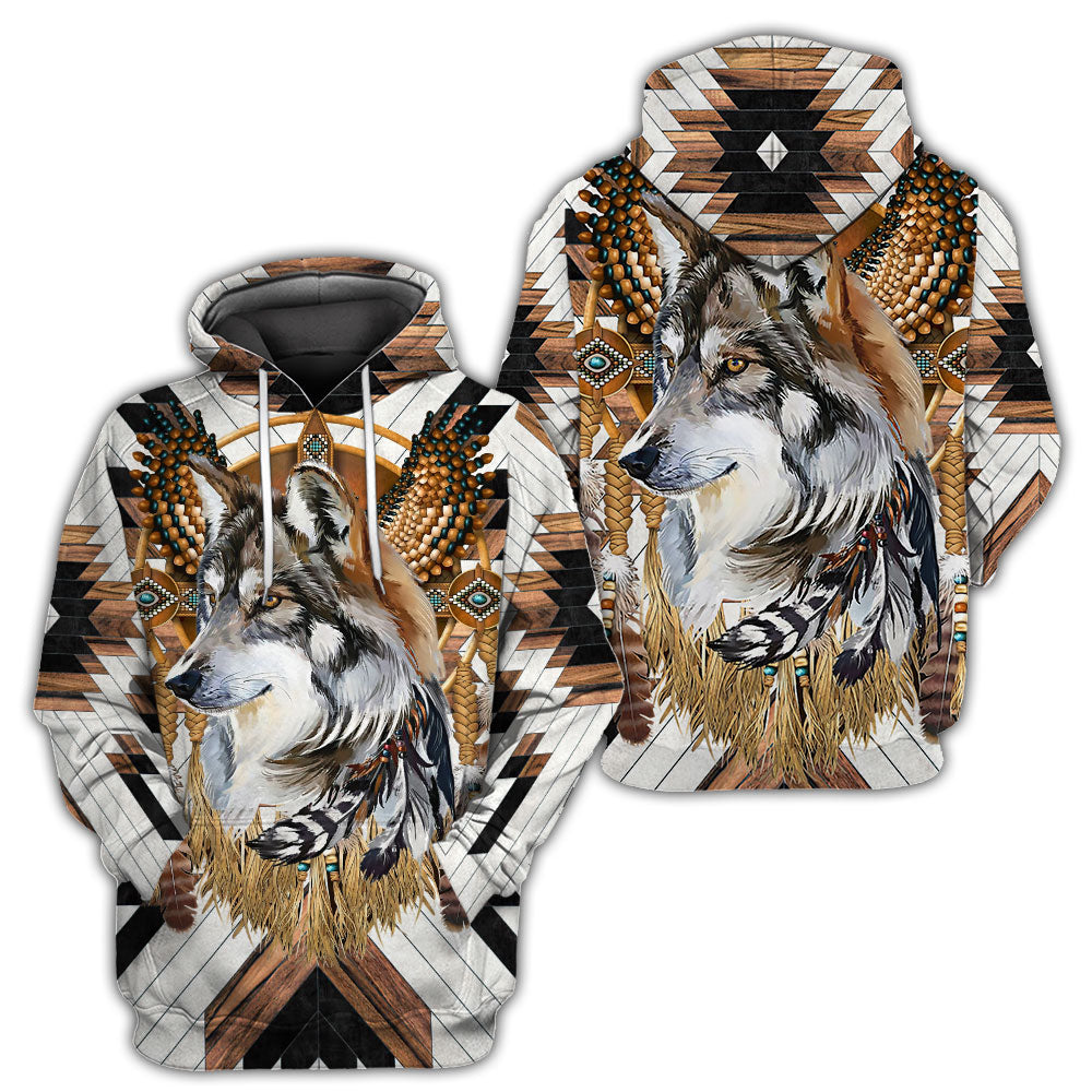 Love Wolf Native American 3D All Over Printed Shirts for Women