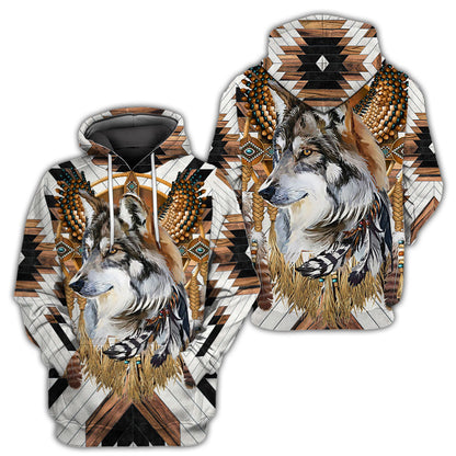Love Wolf Native American 3D All Over Printed Shirts for Women