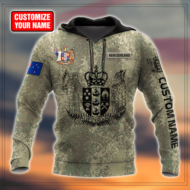 Custom Name New Zealand Aotearoa Coat Of Arm Army 3D All Over Printed Unisex Shirts