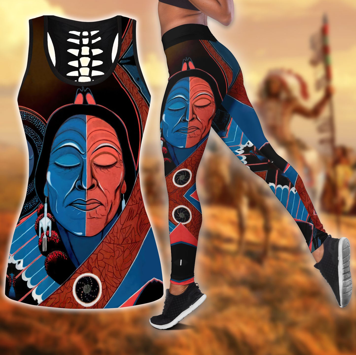 Native American 3D All Over Printed Legging + Hollow Tank