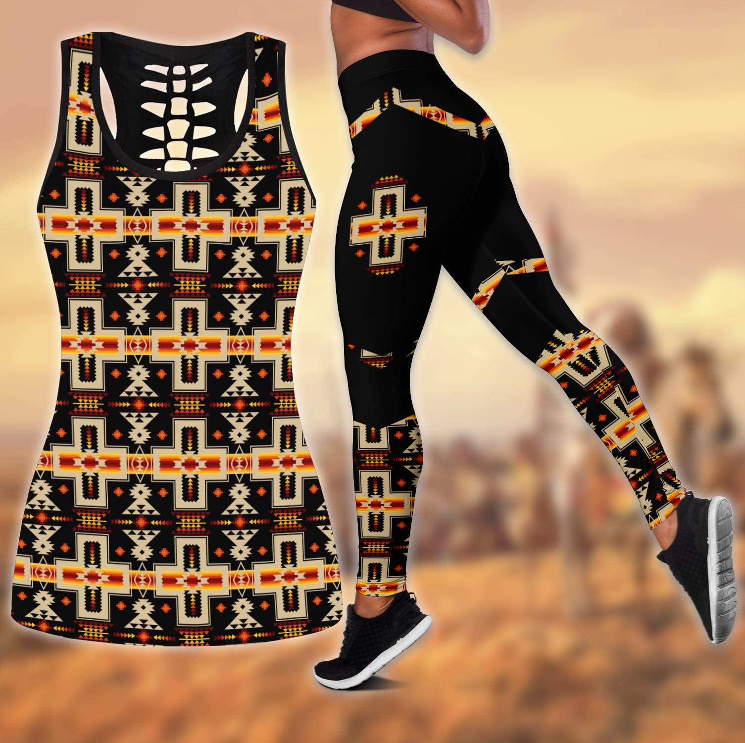 Native American 3D All Over Printed Legging + Hollow Tank Combo