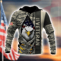 Eagle US Veteran 3D All Over Printed Hoodie AM24052108