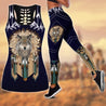 Wolf Native American 3D All Over Printed Legging + Hollow Tank Combo