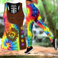 Tie dye Hippie Combo Hollow Tank Top And Legging Outfit NTN03032102