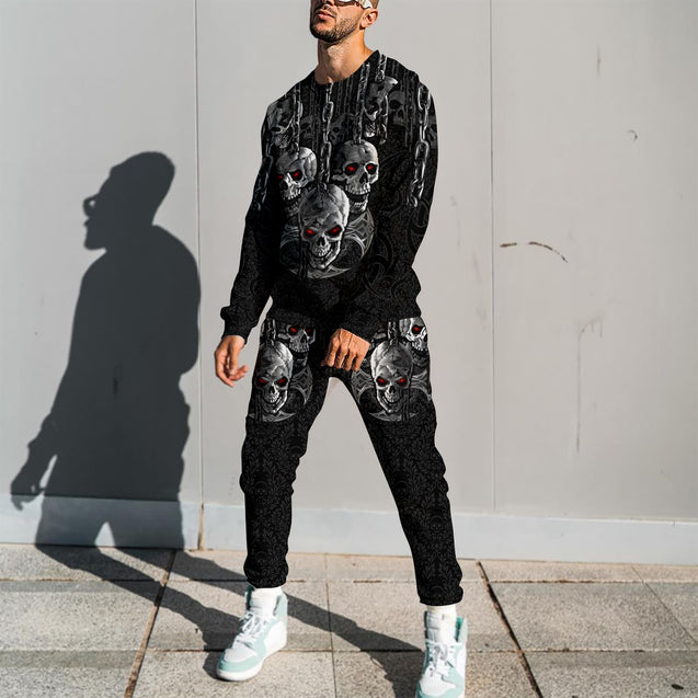 Dark Art Skull 3D All Over Printed Combo Sweater + Sweatpant
