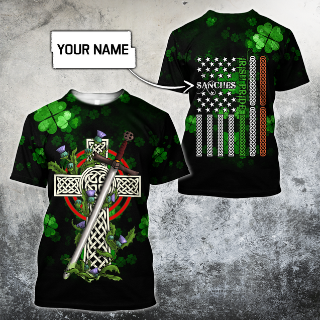 Customize Name Irish Shamrock And Cross Hoodie For Men And Women MH25022101