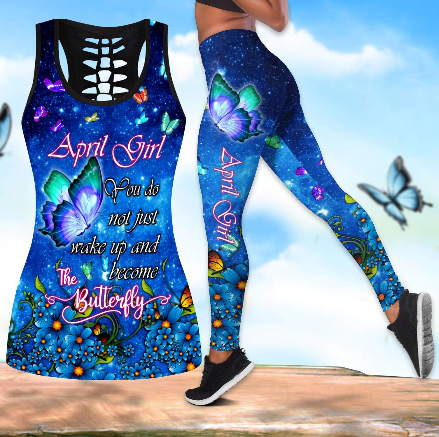 April Girl Butterfly Combo Tank Top + Leggings