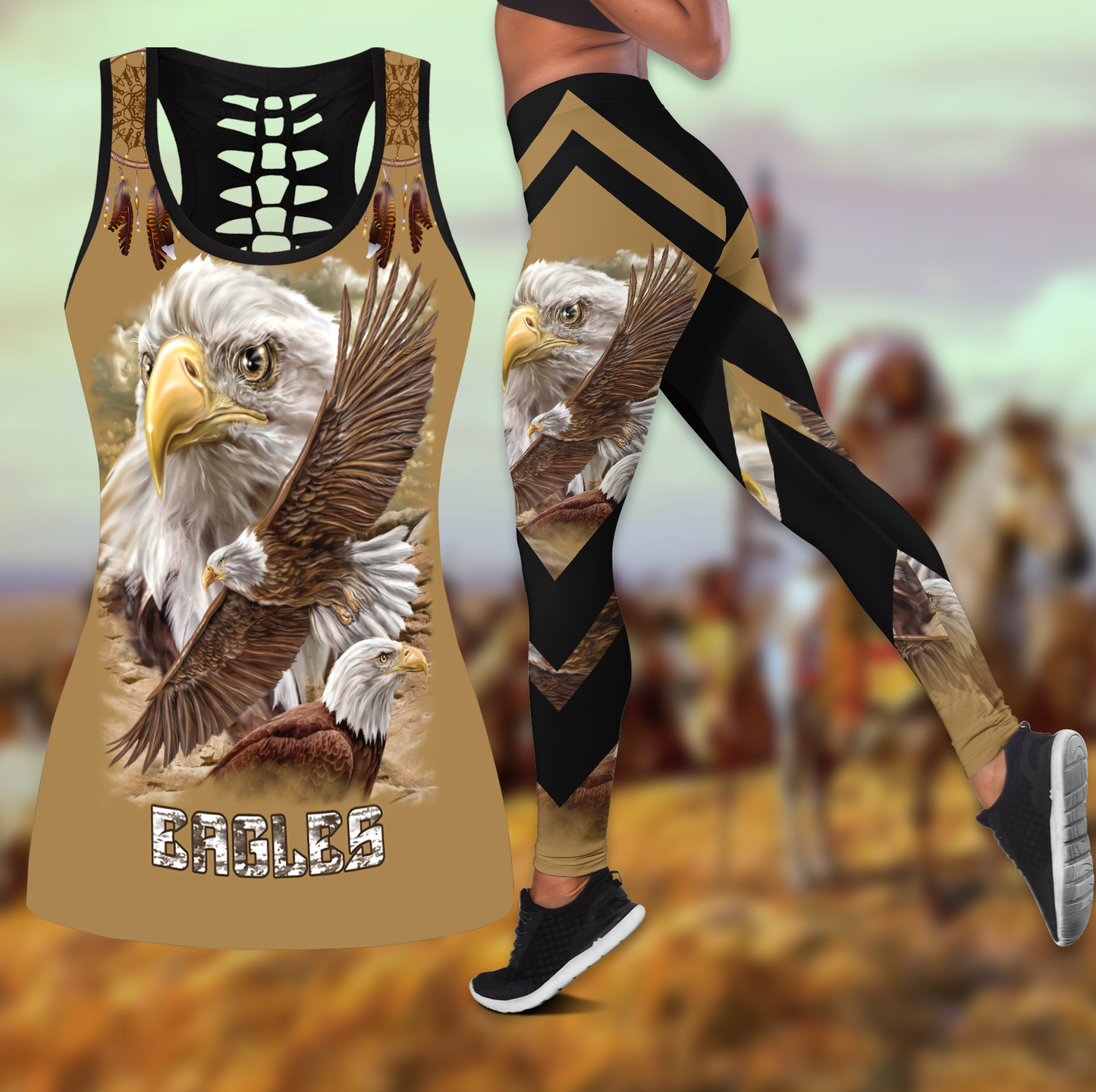 Native American 3D All Over Printed Legging + Hollow Tank