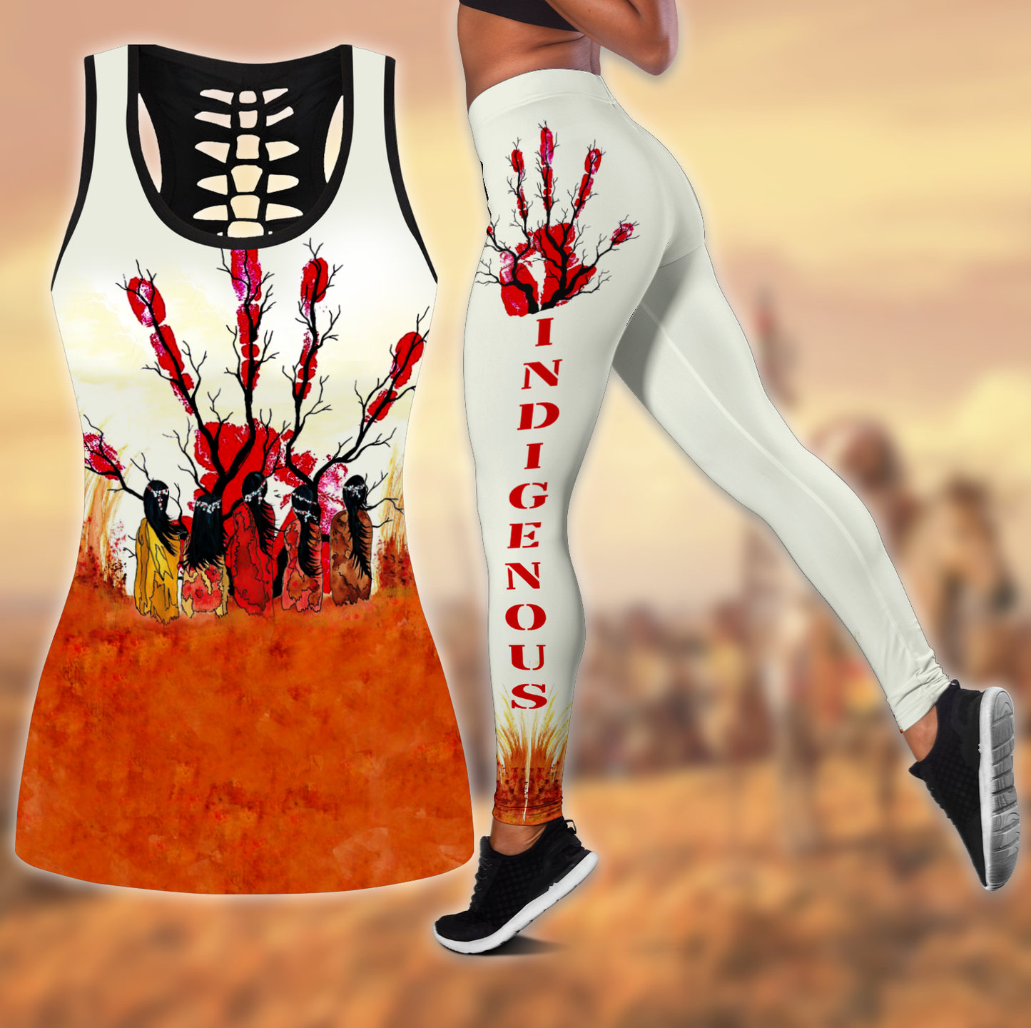 Native American 3D All Over Printed Legging + Hollow Tank