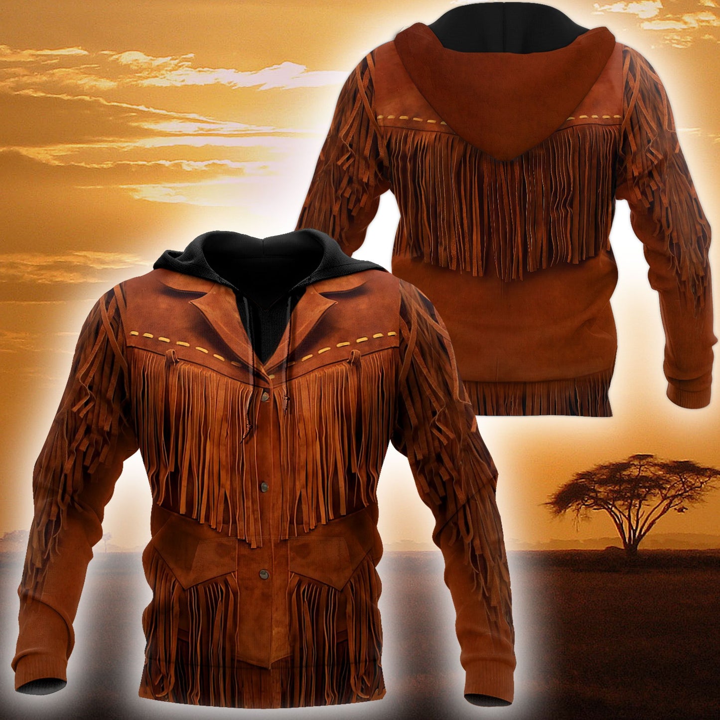Native Cowboy Jacket No23 Cosplay 3D Over Printed Unisex Deluxe Hoodie ML