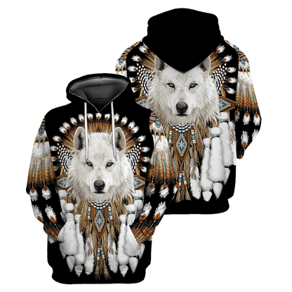 Love Wolf Native American 3D All Over Printed Shirts for Women