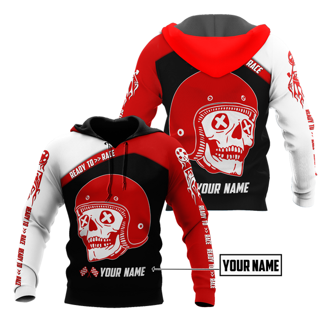 Personalized Name Motorcycle Racing 3D All Over Printed Unisex Shirts Red Skull