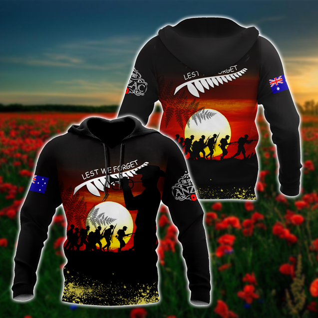 Premium Unisex Hoodie 3D All Over Printed Remember Them Anzac Day ML