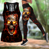 Fire Skull Combo Hollow Tank Top And Legging Outfit MH01032102