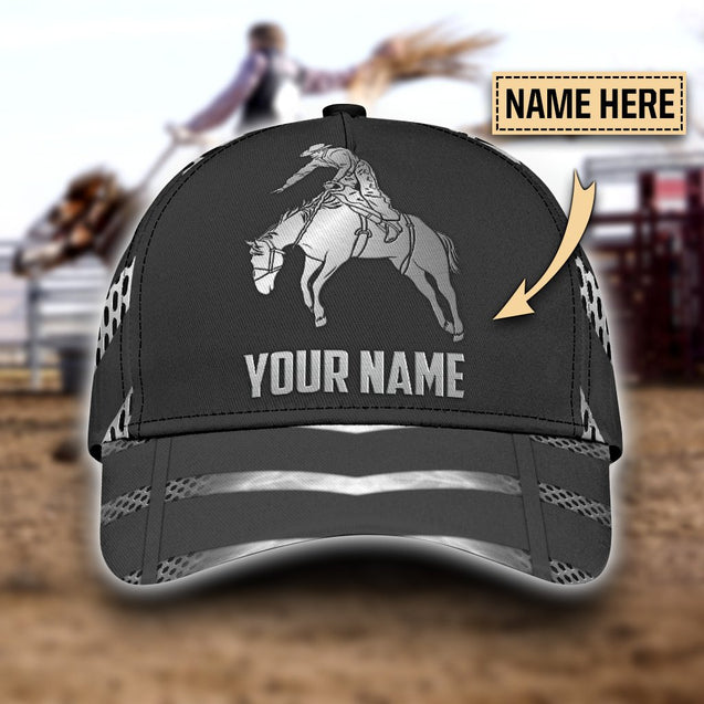 Personalized Name Rodeo Classic Cap Metal Pattern Horse Rider Ver 2