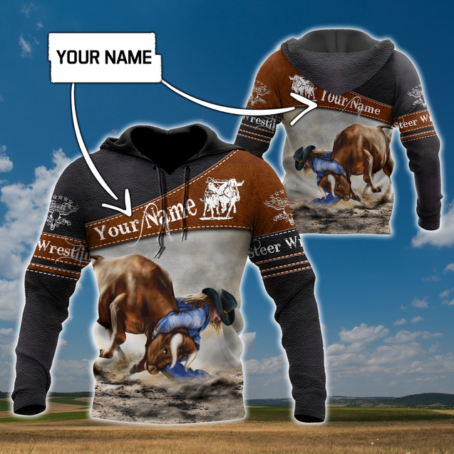 Personalized Name Bull Riding 3D All Over Printed Unisex Shirts Steer Wrestling