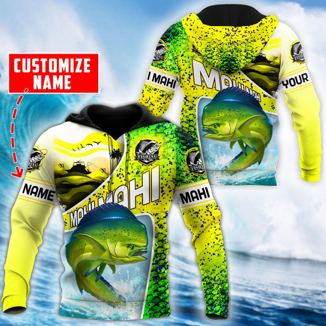 Custom name Mahi-mahi fishing scales design 3d print shirts