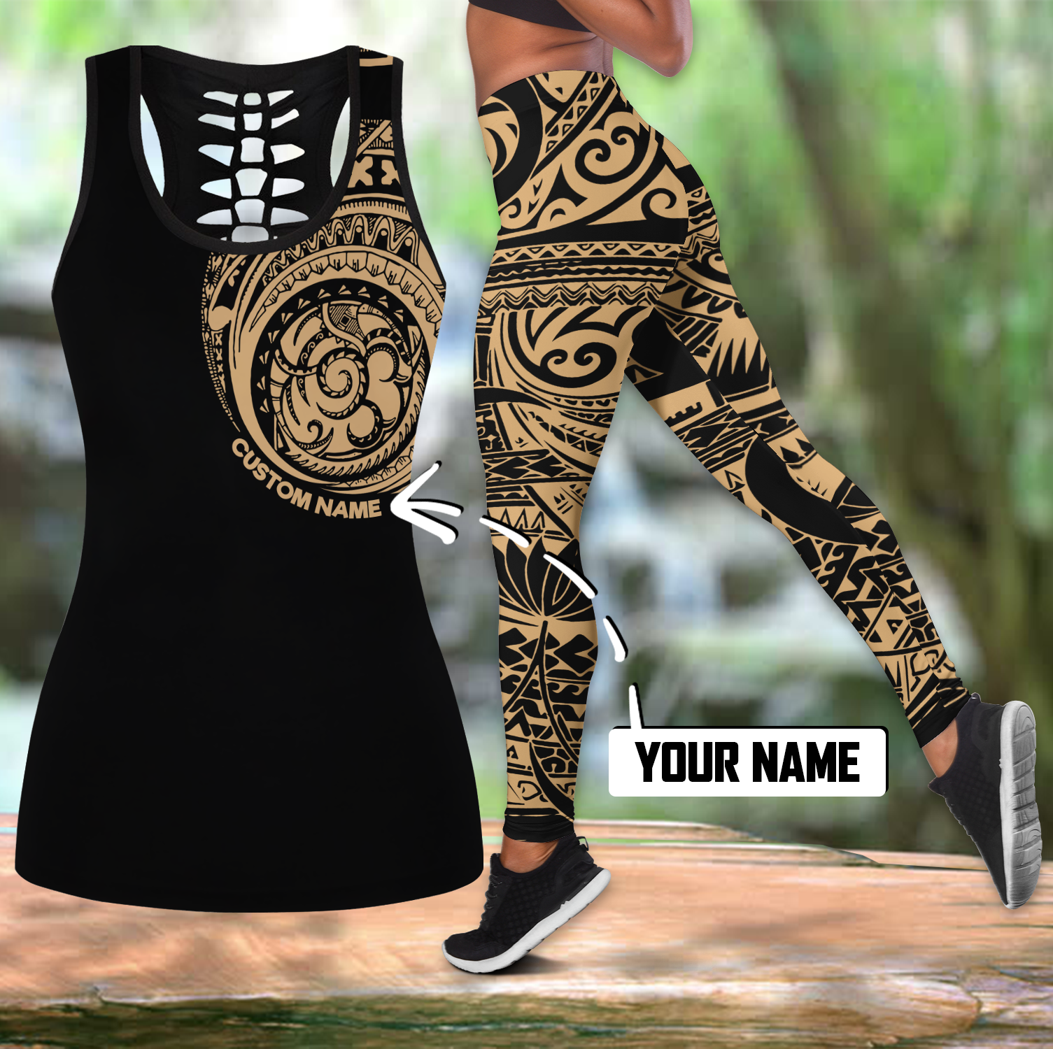 Amazing Polynesian Traditional Tattoo Personalized Deluxe Legging & Tank Top ML