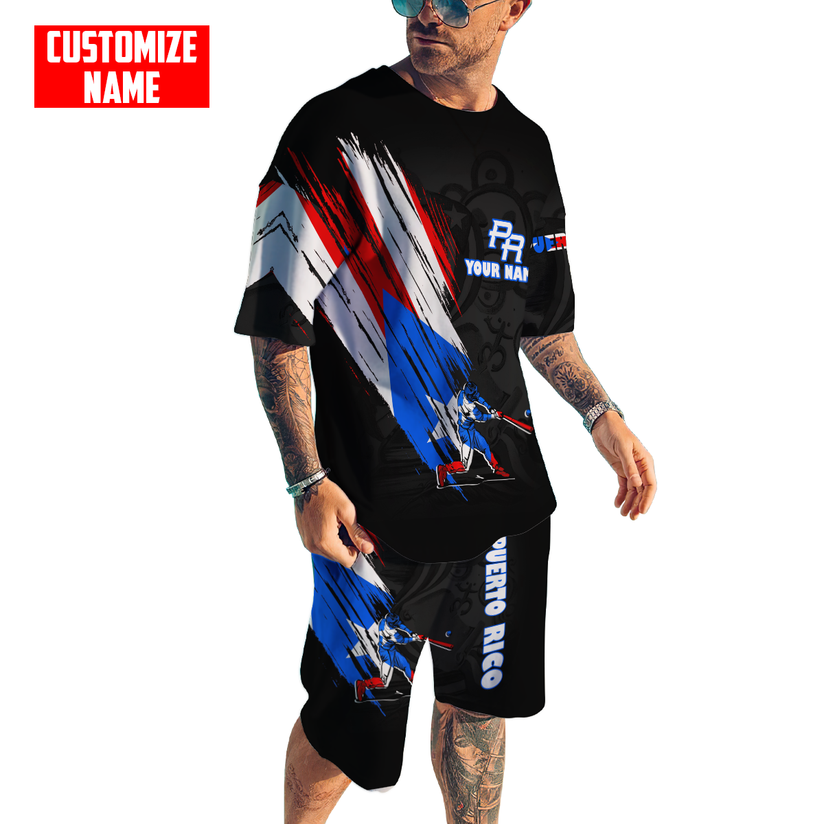 Customize Name Puerto Rico Combo T-Shirt And Board Short MH15032102