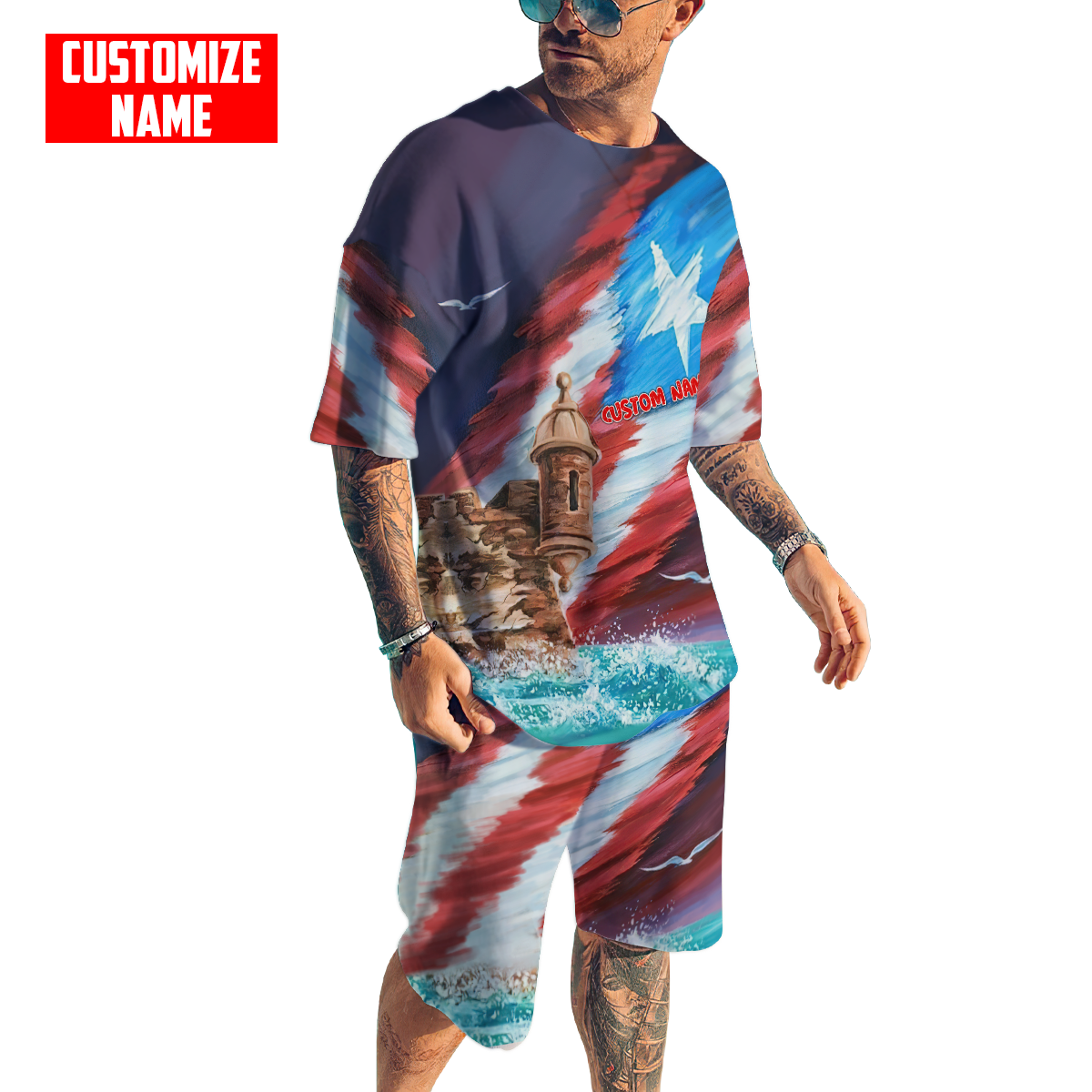 Customize Name Puerto Rico Combo T-Shirt And Board Short MH15032101