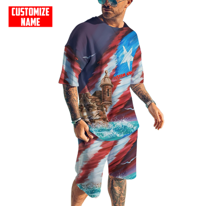 Customize Name Puerto Rico Combo T-Shirt And Board Short MH15032101