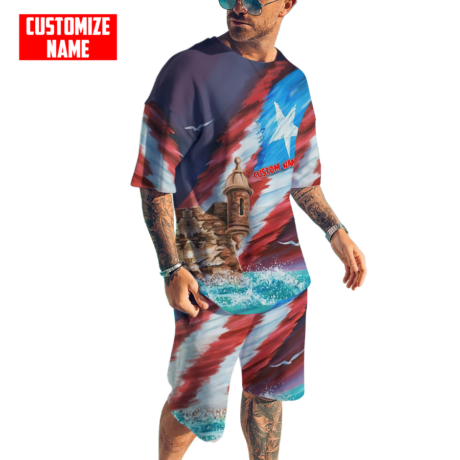 Customize Name Puerto Rico Combo T-Shirt And Board Short MH15032101
