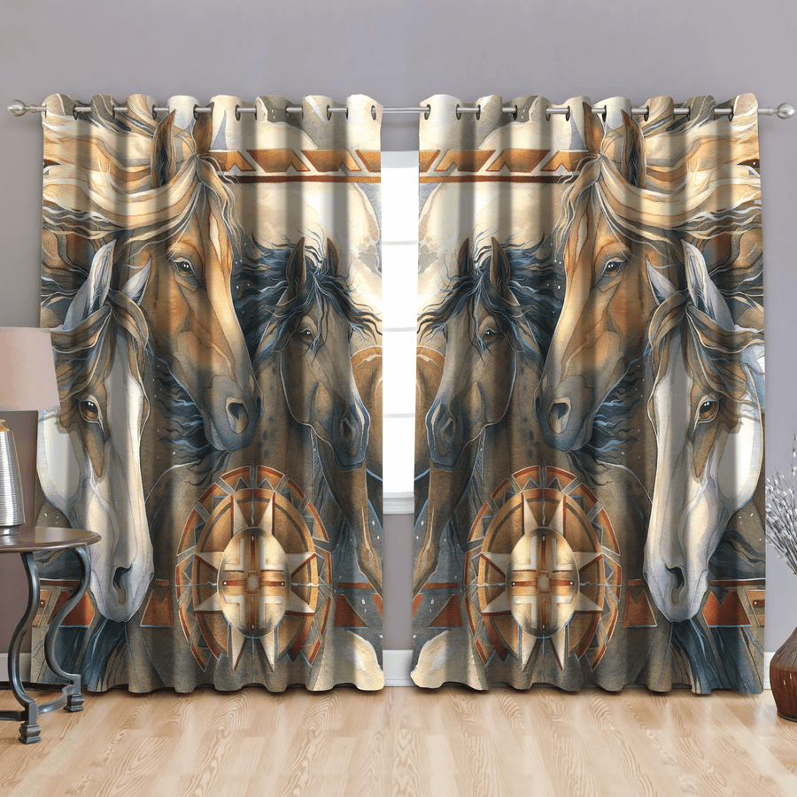 Native American 3D All Over Printed Curtain