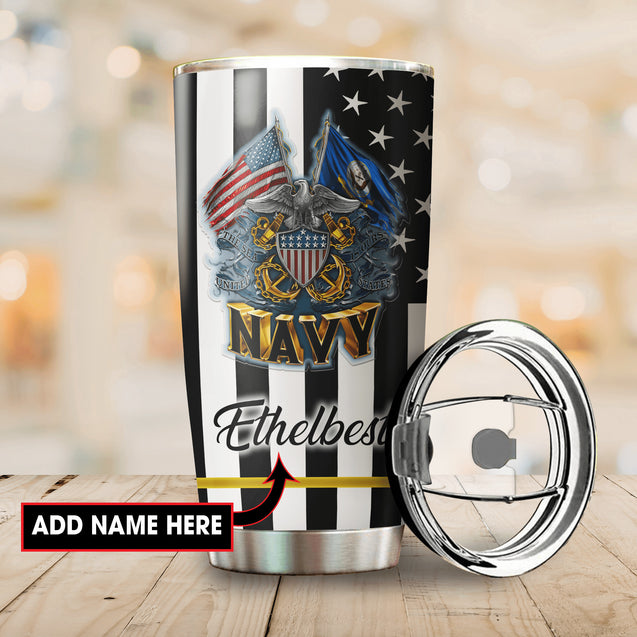 Customize Name United States Navy Steel Tumbler