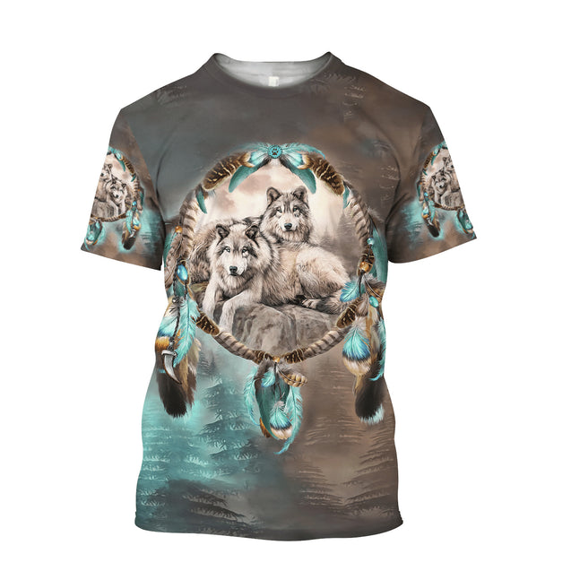 Wolf Native American 3D All Over Printed Unisex Shirts No 02