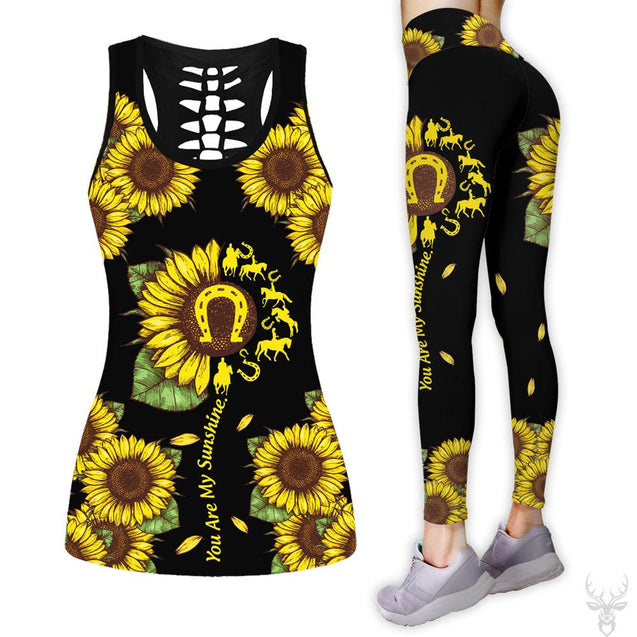 Horse Sunfower Combo Tank + Legging TA061503-Apparel-TA-S-S-Vibe Cosy™