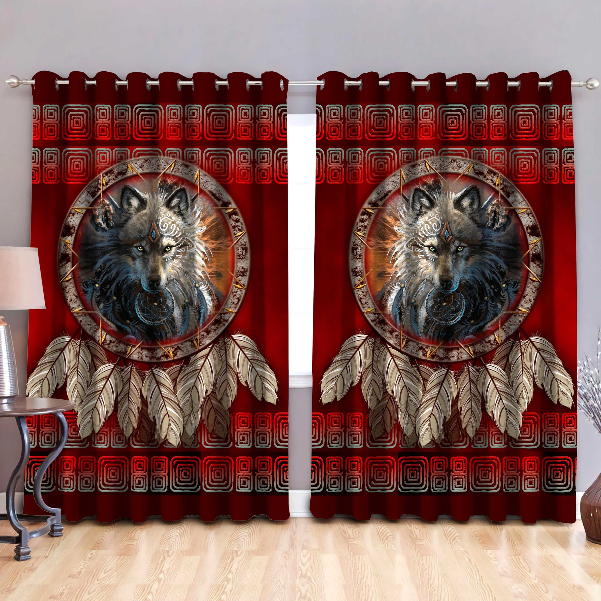 Wolf 3D All Over Printed Window Curtains