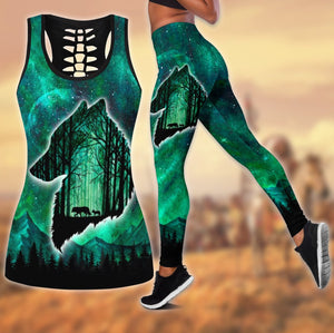 Wolf 3D All Over Printed Legging + Hollow Tank