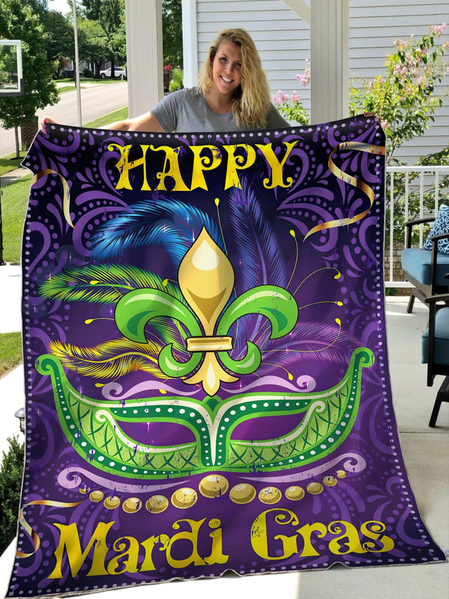 Mardi Gras All Over Printed Blanket