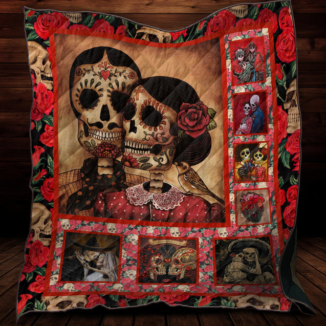 Floral Candy Skull Couple Quilt DQB07142001-TQH