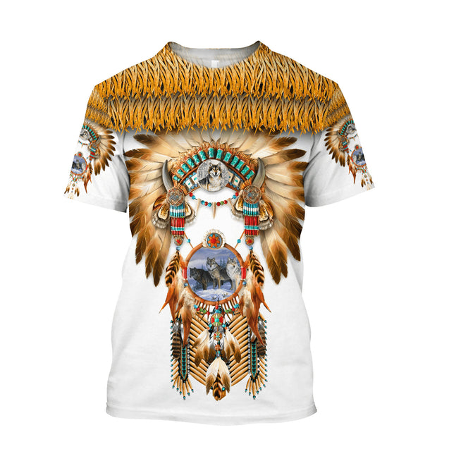 Wolf Native American 3D All Over Printed Unisex Shirts No 04