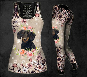 Dachshund Flower Crown Combo Tank + Legging TA032433-Apparel-TA-S-S-Vibe Cosy™