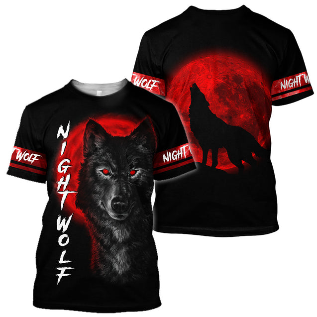 Wolf in Blood Moon 3D All Over Printed Shirt for Men and Women