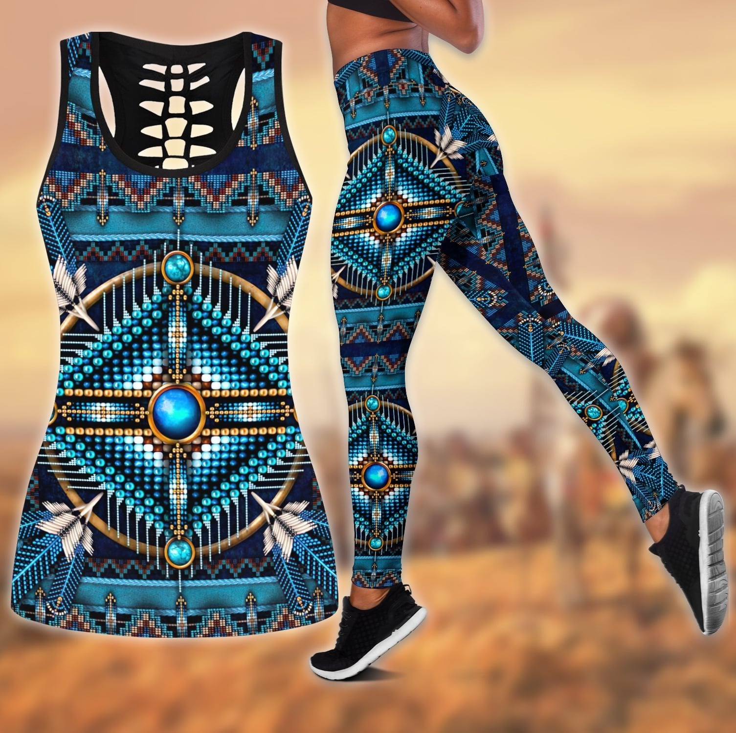 Native American 3D All Over Printed Legging + Hollow Tank