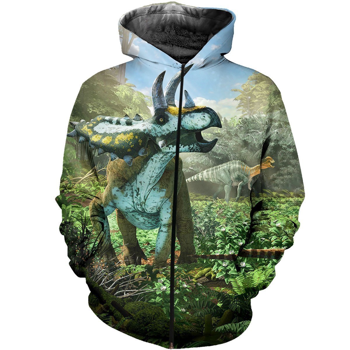 3D All Over Printed Coahuilaceratops Dinosaurs Art Shirts And Shorts-3D All Over Printed Clothes-HP Arts-Zipped Hoodie-XS-Vibe Cosy™