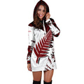 New Zealand Maori Fern Red Edition Hoodie Dress A0-Apparel-HD09-Hoodie Dress-S-Vibe Cosy™