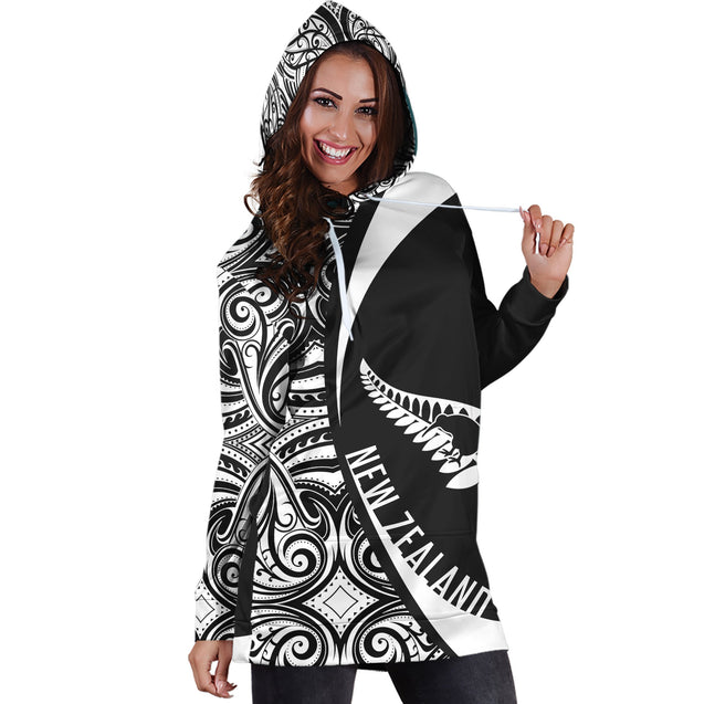 New Zealand Maori Pattern Hoodie Dress-Apparel-HD09-Hoodie Dress-S-Vibe Cosy™