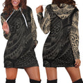 3D All Over Maori Tattoo Hoodie Dress Gold-Apparel-HD09-Hoodie Dress-S-Vibe Cosy™