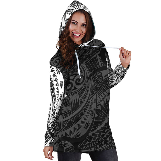 Maori Tattoo 3D All Over Hoodie Dress White-Apparel-HD09-Hoodie Dress-S-Vibe Cosy™