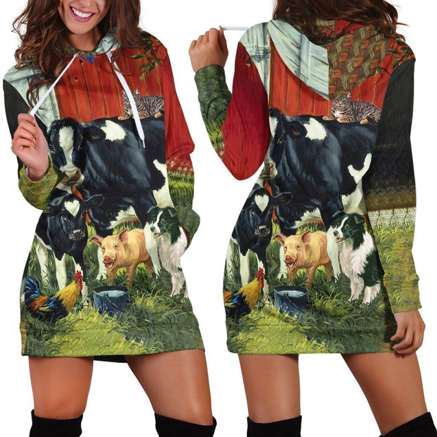 Animal in my famer Hoodie Dress-Apparel-HD09-Hoodie Dress-S-Vibe Cosy™