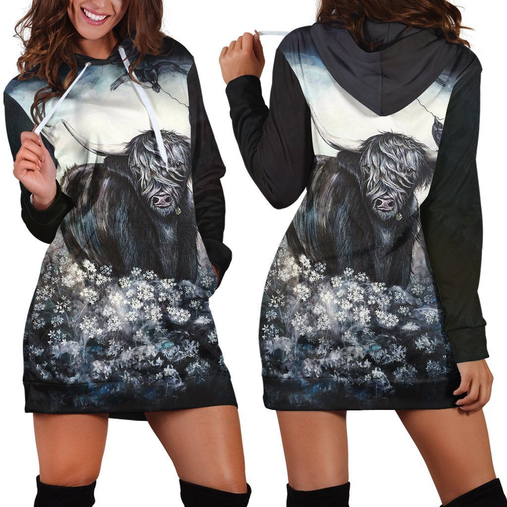 Bull Christmas Hoodie Dress-Apparel-HD09-Hoodie Dress-S-Vibe Cosy™
