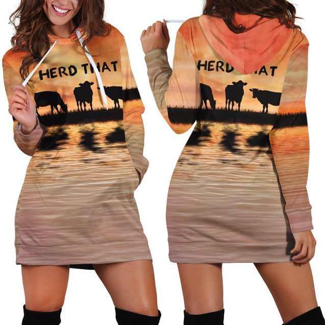 Herd That Cow Hoodie Dress-Apparel-HD09-Hoodie Dress-S-Vibe Cosy™